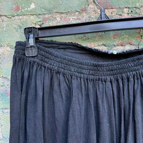 Y2K‎ Royal Mohans Skirt Women's Size Medium Sequin Midi Maxi Black Beaded Boho - Picture 6 of 7